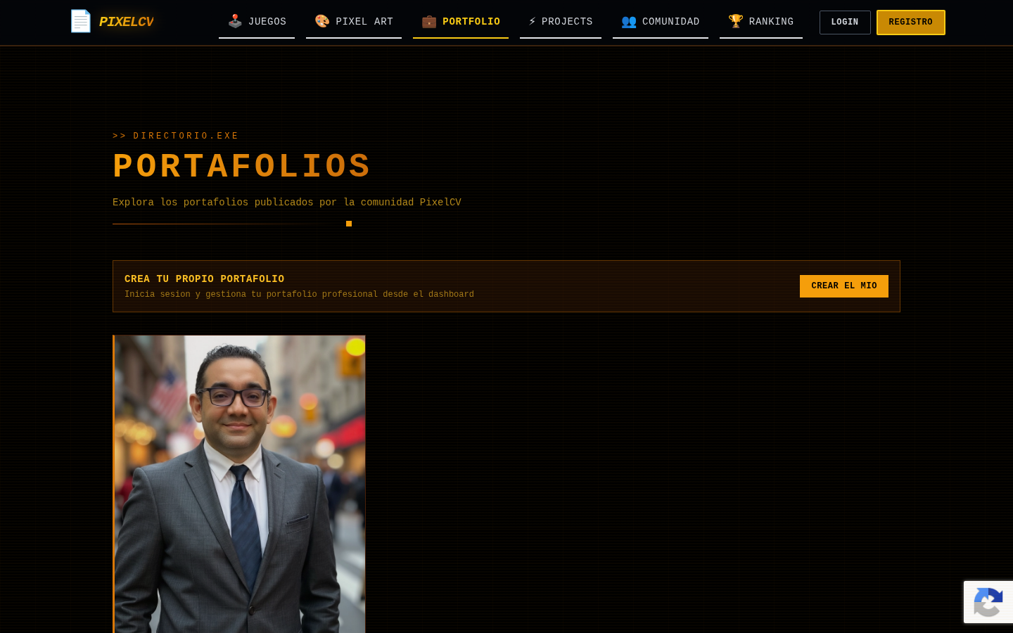 Captura: Directorio de portafolios