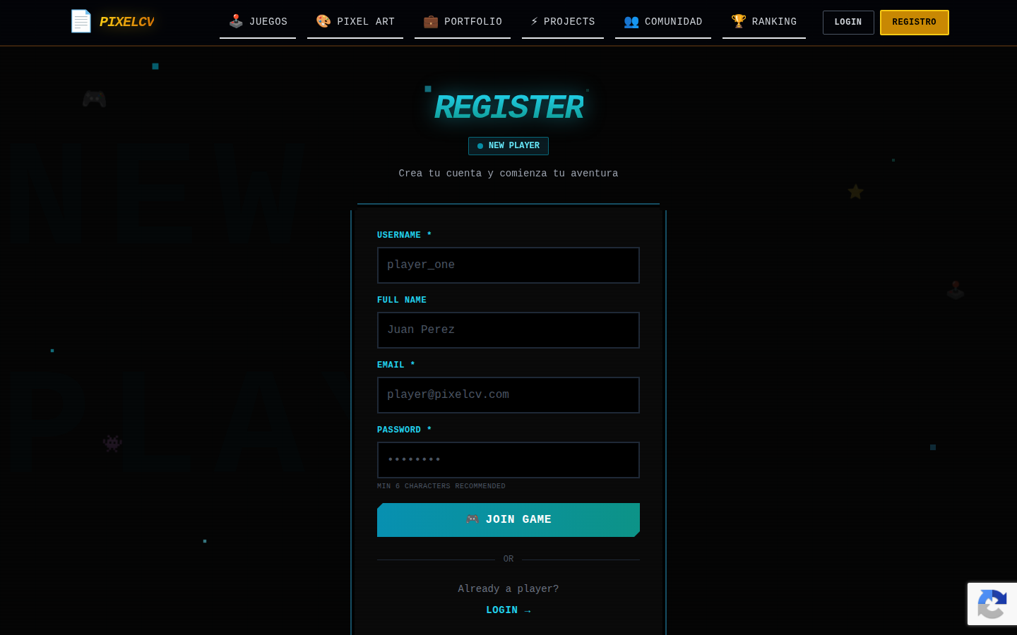 Captura: Registro e inicio de sesión